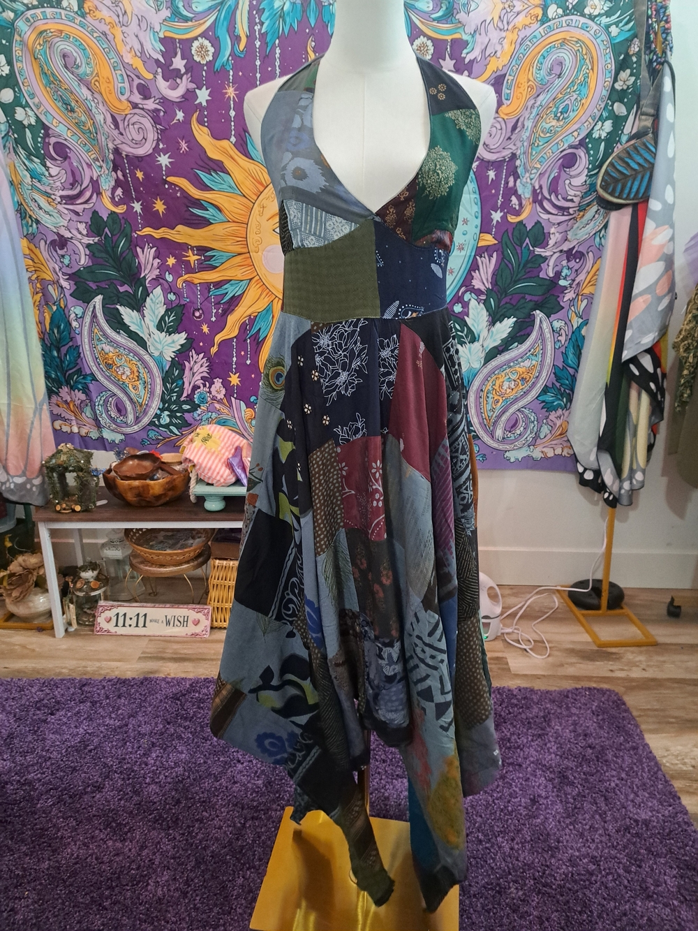 Shadow Garden Patchwork Halter Fairy Dress • Handkerchief Hem • NWT